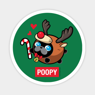 Poopy Christmas Pug Magnet